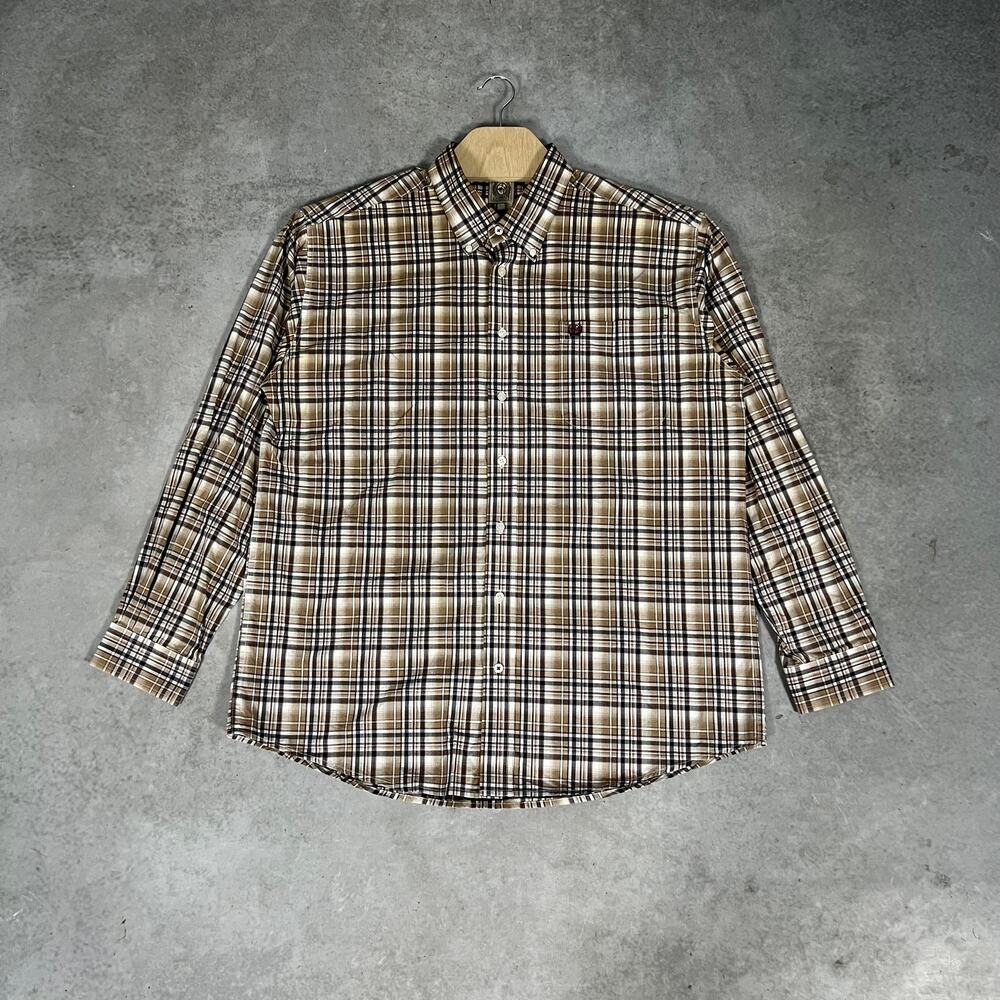 Cinch Plaid Button Down Brown Western Long Sleeve Shirt Men’s Size Large